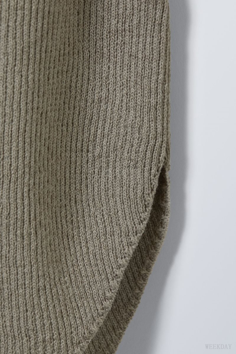 Weekday Nadina Square Neck Sweater セーター レディース グレー ブラウン Japan | X0E-4802