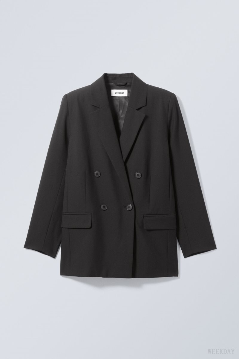 Weekday Norma Double Breasted Blazer ジャケット レディース 黒 Japan | U6F-0344