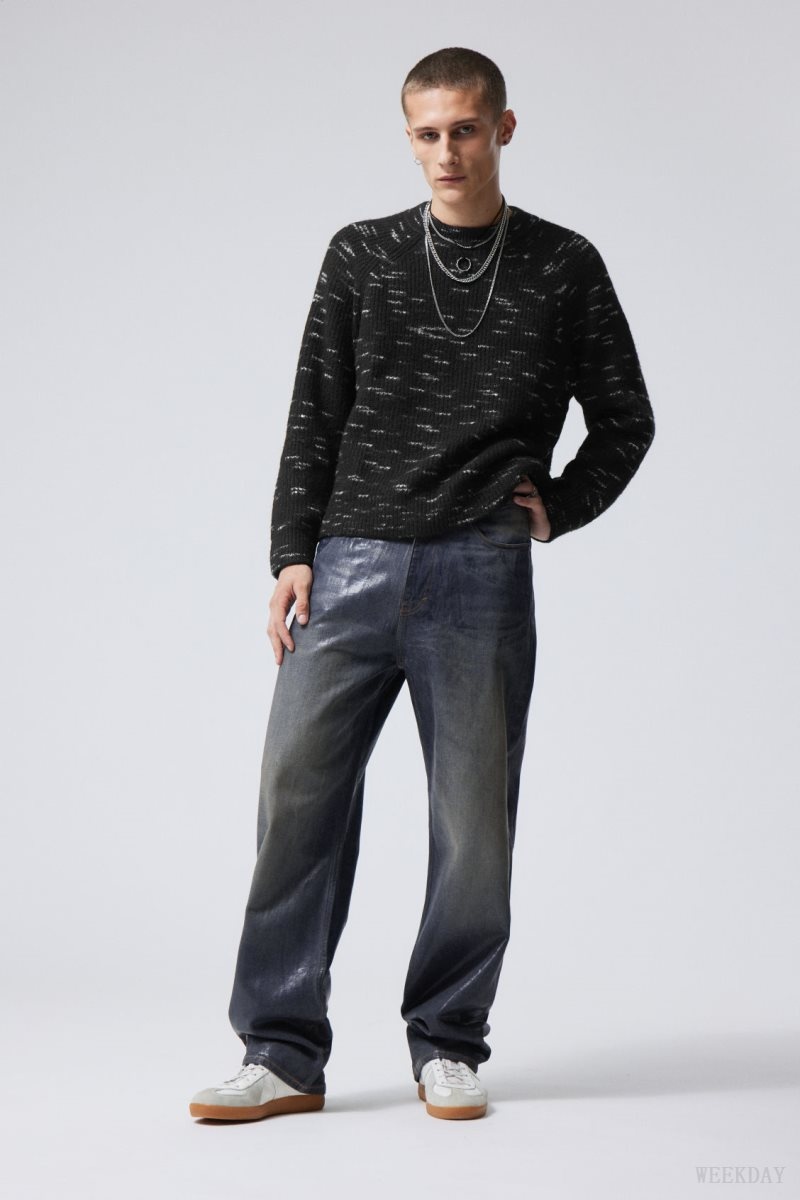 Weekday Norman Relaxed Raglan Sweater セーター メンズ 黒 Japan | I8C-3132