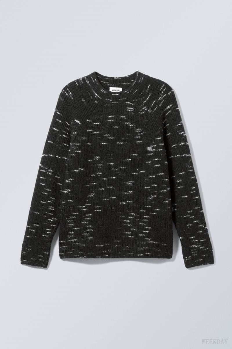 Weekday Norman Relaxed Raglan Sweater セーター メンズ 黒 Japan | I8C-3132