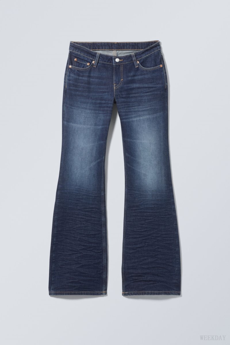 Weekday Nova Low Bootcut Wrinkle Jeans デニム レディース 青 Japan | D5G-5425