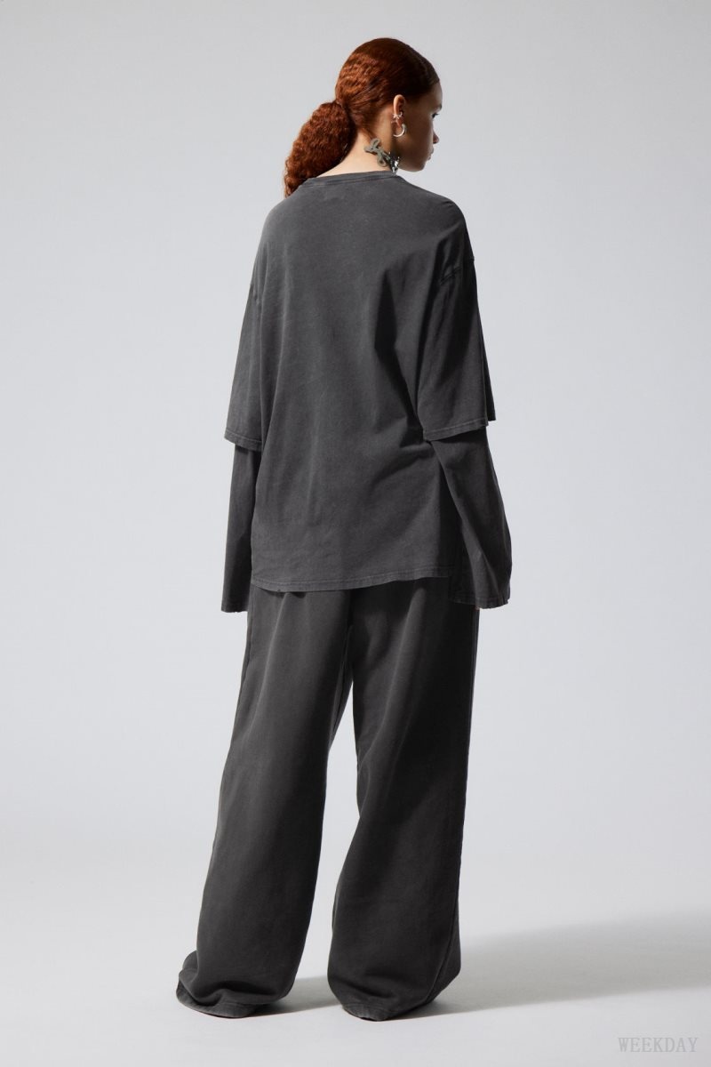 Weekday Oversized Double Longsleeve Top トップス レディース 黒 Japan | E8L-2603