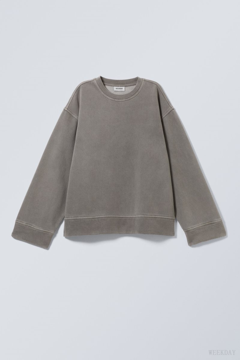 Weekday Oversized Heavyweight Sweatshirt スウェットシャツ レディース グレー Japan | C1J-5557