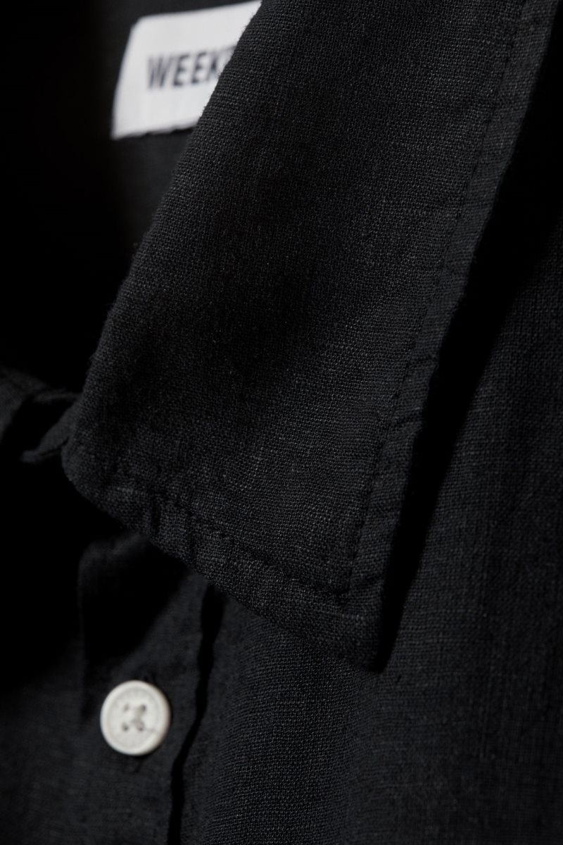 Weekday Oversized Linen Shirt シャツ メンズ 黒 Japan | N3M-2622