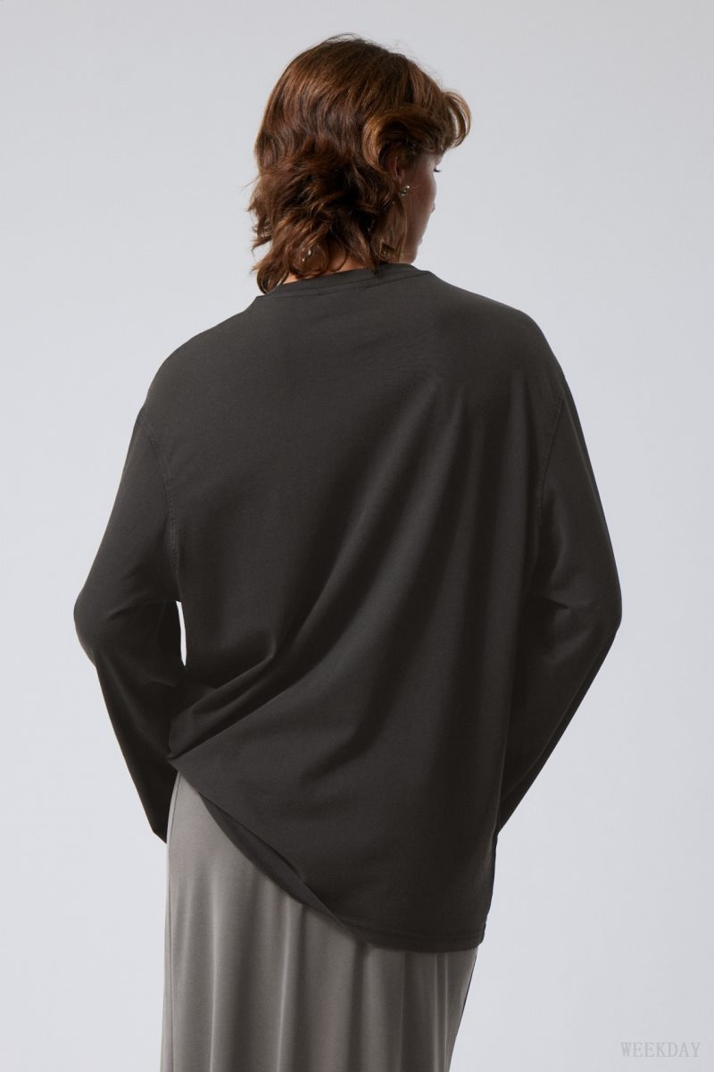 Weekday Oversized Printed Long Sleeve T-shirt Tシャツ レディース Alternate Realitites Japan | V8M-7001