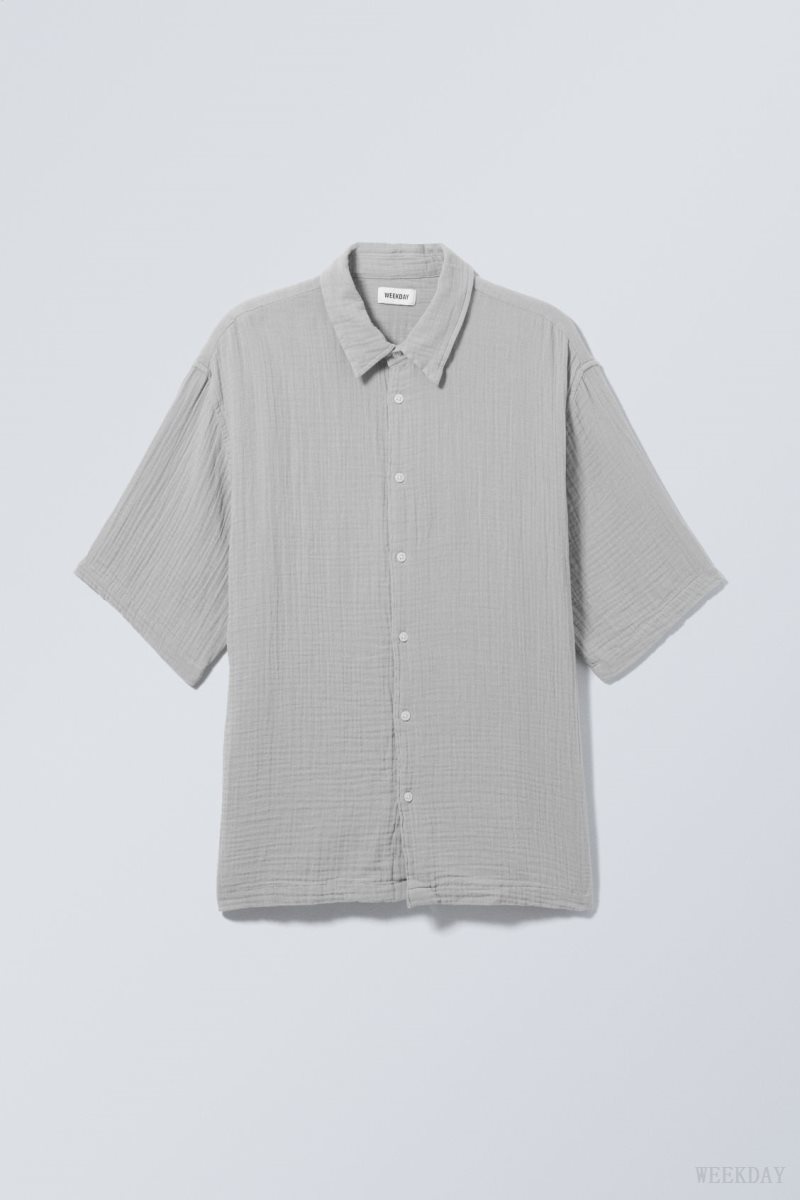 Weekday Oversized Structured Short Sleeve Shirt シャツ メンズ グレー Japan | S3A-5550