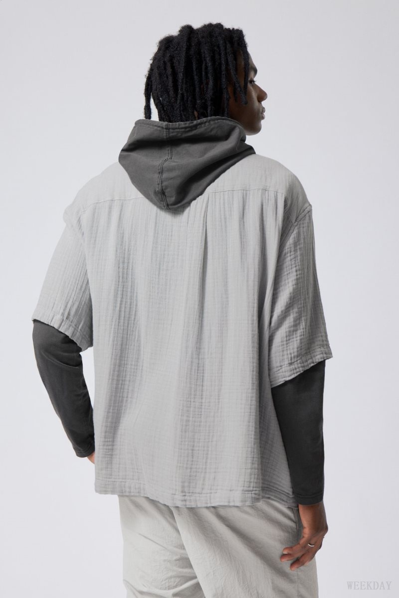 Weekday Oversized Structured Short Sleeve Shirt シャツ メンズ グレー Japan | S3A-5550