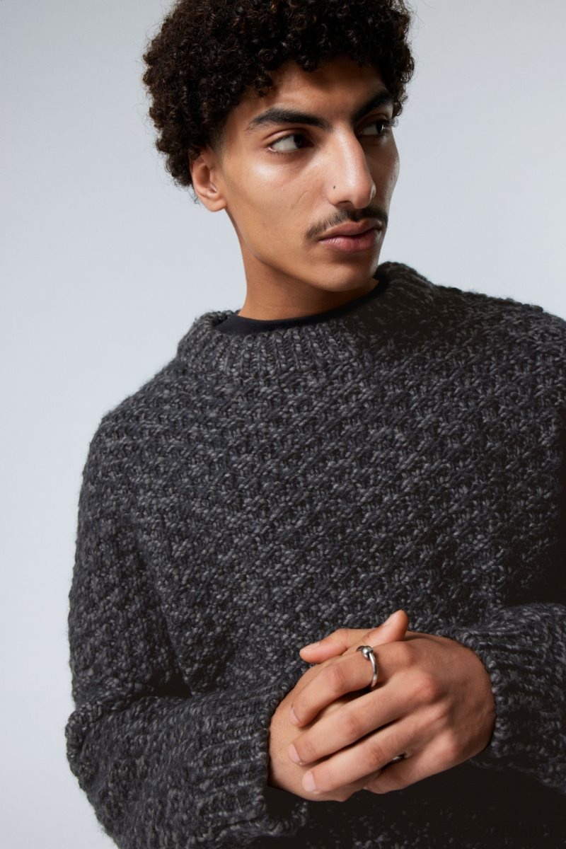 Weekday Oversized ウール Blend Sweater セーター メンズ 黒 Japan | R3M-5726