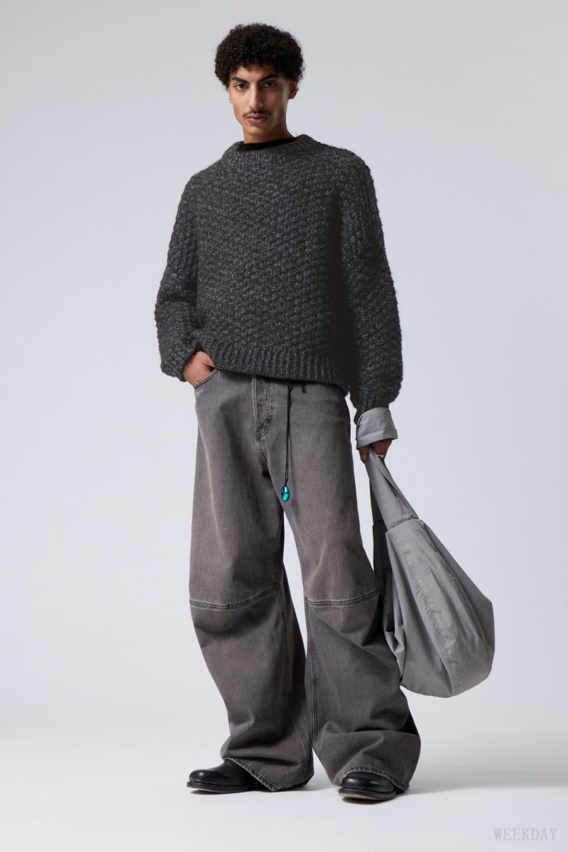 Weekday Oversized ウール Blend Sweater セーター メンズ 黒 Japan | R3M-5726