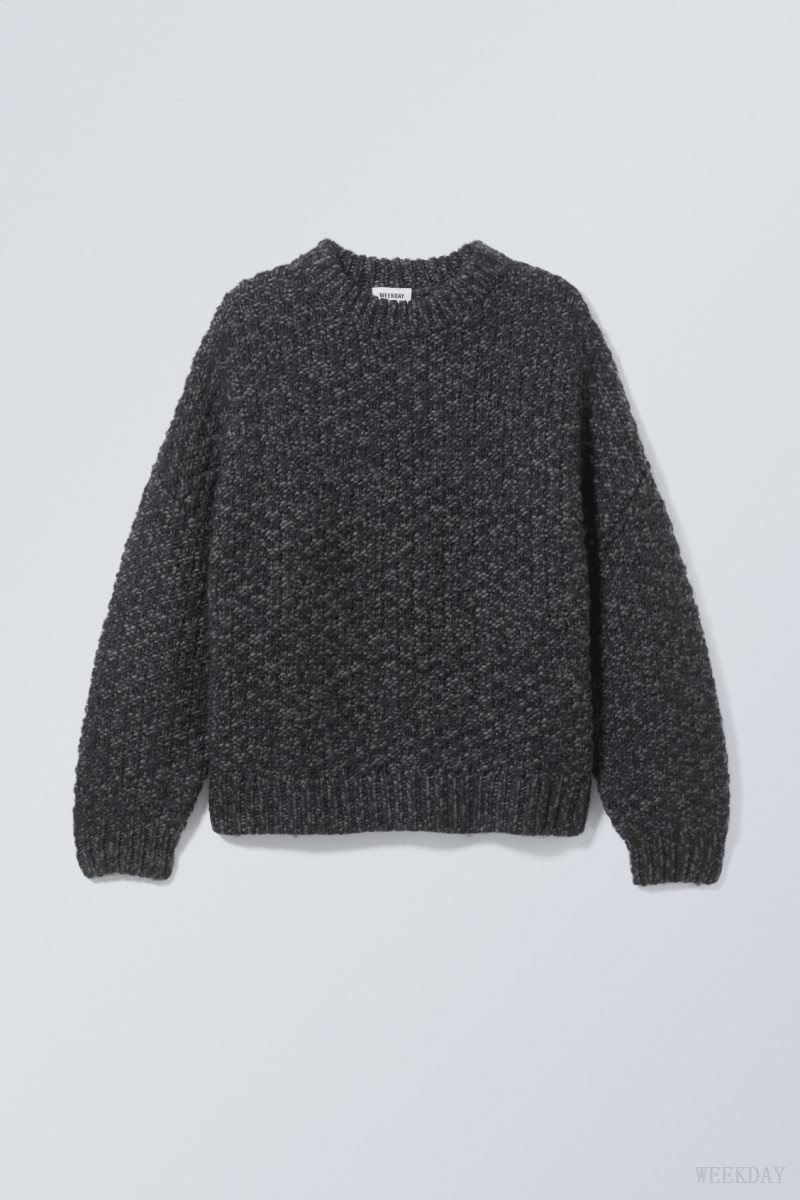 Weekday Oversized ウール Blend Sweater セーター メンズ 黒 Japan | R3M-5726