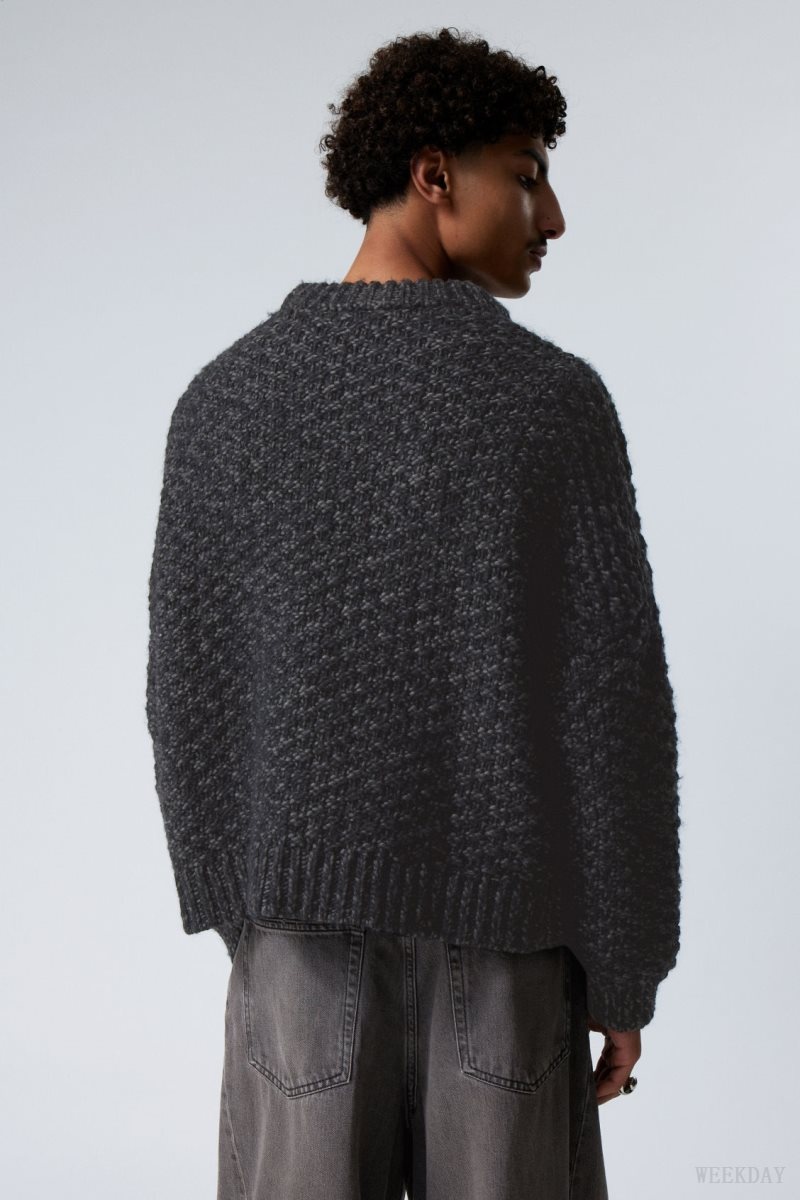 Weekday Oversized ウール Blend Sweater セーター メンズ 黒 Japan | R3M-5726