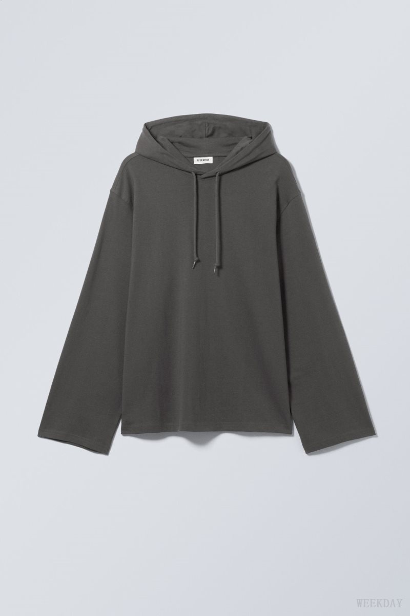 Weekday Oversized フード付き Long Sleeve トップス レディース 暗グレー Japan | Y6W-7034