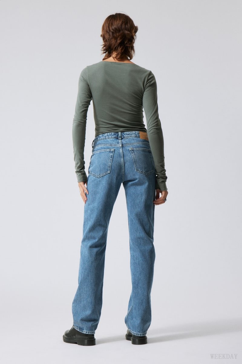 Weekday Pin ミッドカット 真っ直ぐ Jeans デニム レディース Harper Japan | U7M-5625