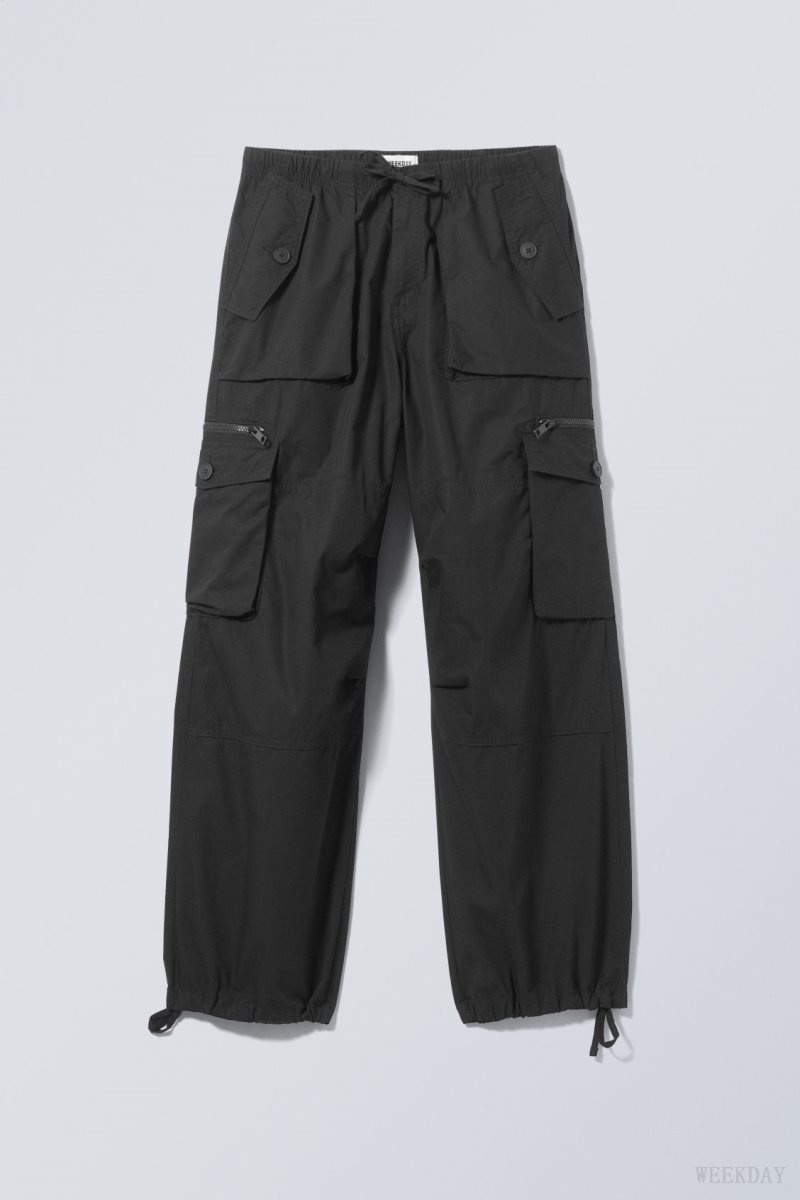 Weekday Piper Loose Cargo Trousers ズボン メンズ 黒 Japan | R9D-2800