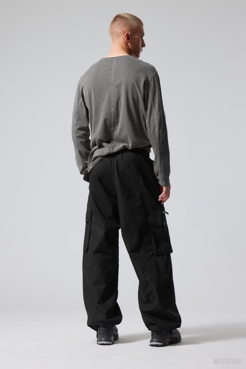 Weekday Piper Loose Cargo Trousers ズボン メンズ 黒 Japan | R9D-2800