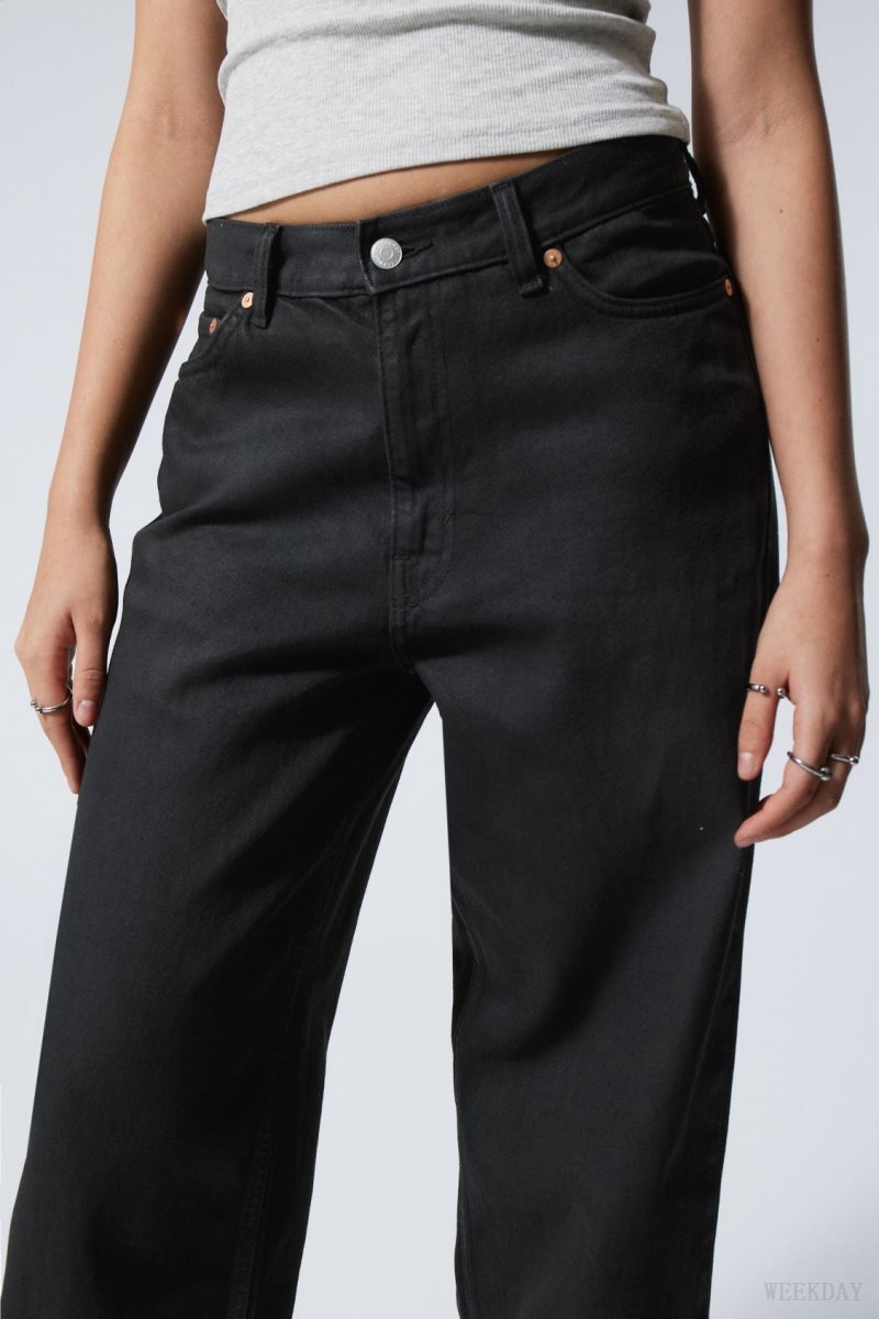 Weekday Rail ミッドカット Loose Coated Jeans デニム レディース 黒 Japan | L4M-3825