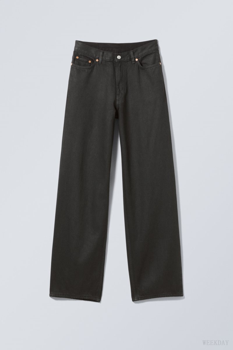 Weekday Rail ミッドカット Loose Coated Jeans デニム レディース 黒 Japan | L4M-3825