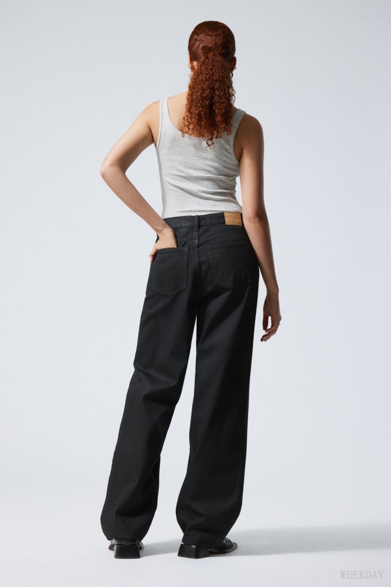 Weekday Rail ミッドカット Loose Coated Jeans デニム レディース 黒 Japan | L4M-3825