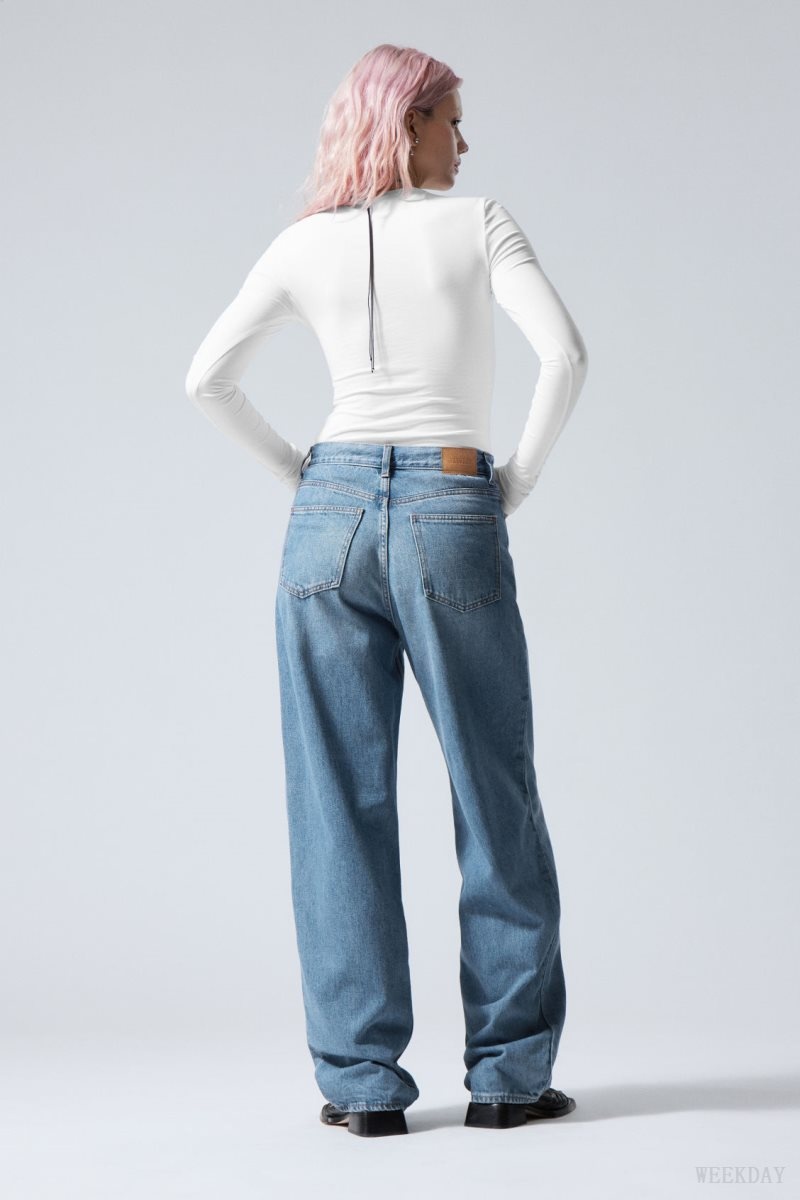Weekday Rail ミッドカット Loose 真っ直ぐ Jeans デニム レディース 青 Japan | H4Q-4444