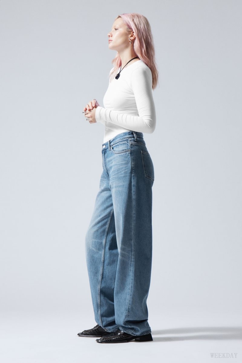 Weekday Rail ミッドカット Loose 真っ直ぐ Jeans デニム レディース 青 Japan | H4Q-4444