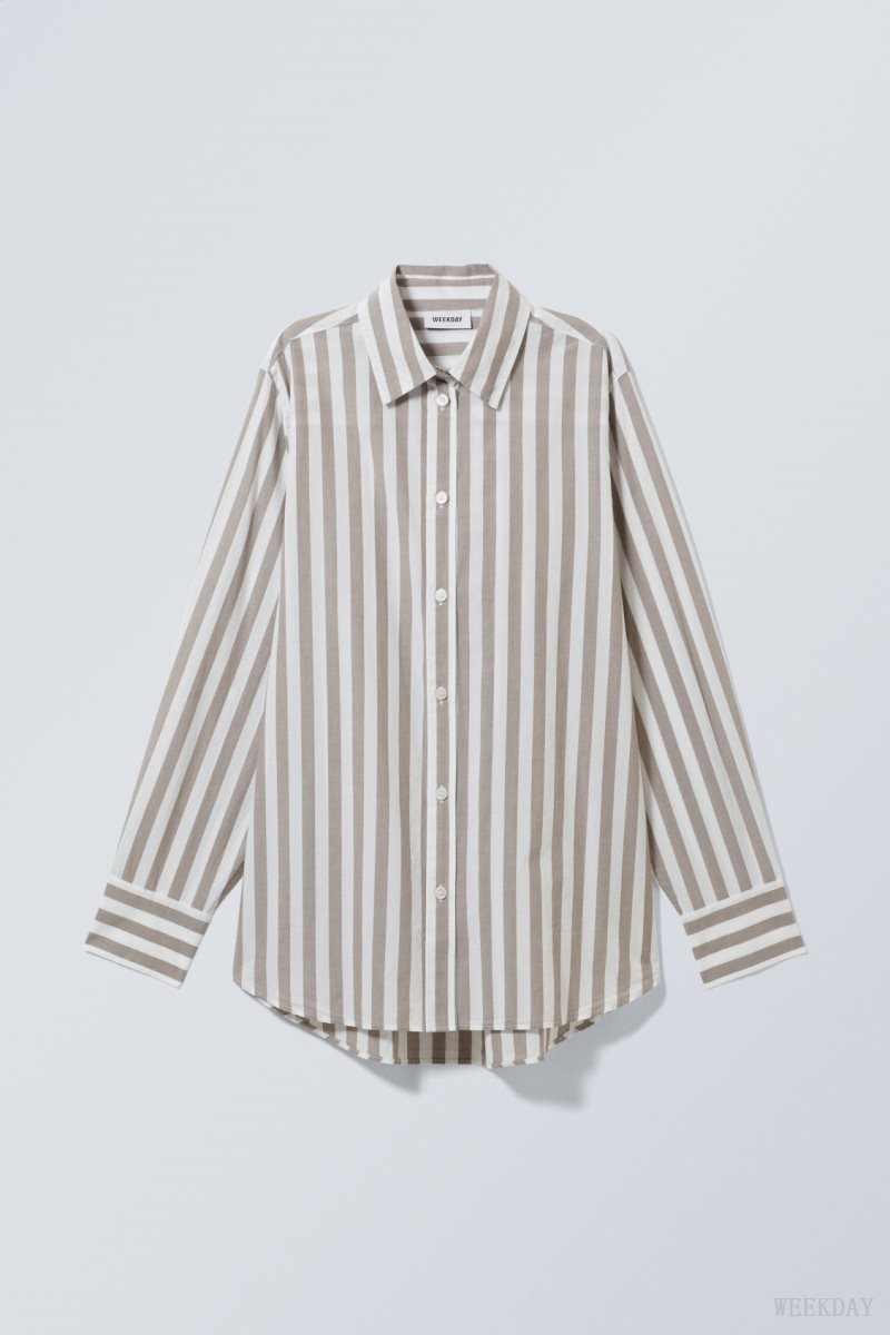 Weekday Regular Cotton Voile Shirt シャツ レディース ベージュ Japan | E2Z-8272