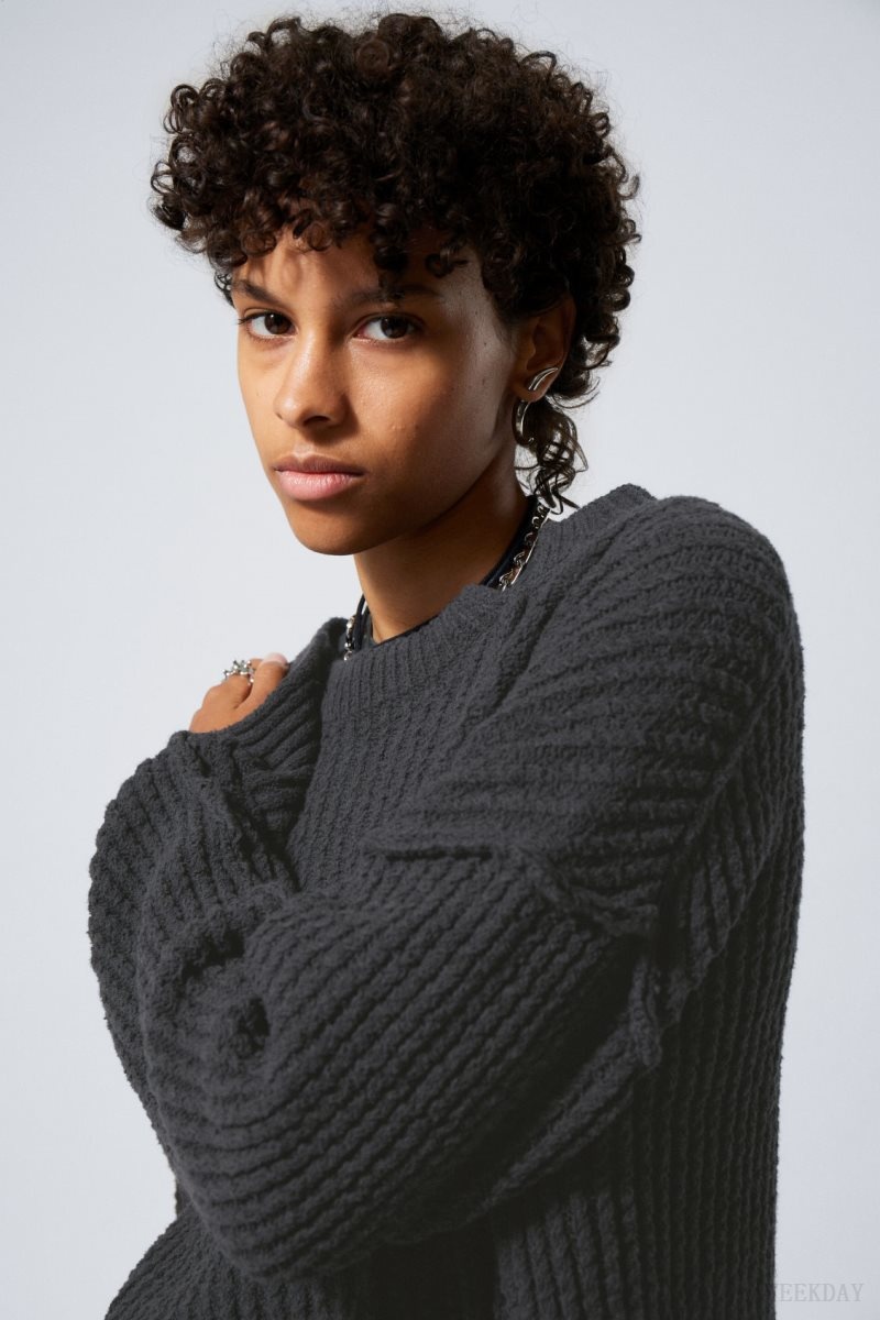 Weekday Rey Oversize Asymmetric Sweater セーター レディース 暗グレー Japan | J3L-6561