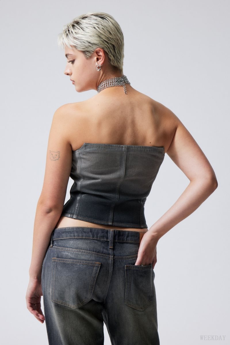 Weekday Rose Denim Coated Corset Top トップス レディース 青 Japan | N2T-5082