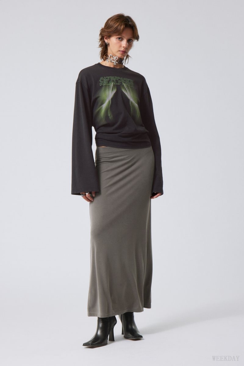 Weekday Signe Drapy Maxi Skirt スカート レディース 暗 Japan | J9E-7821