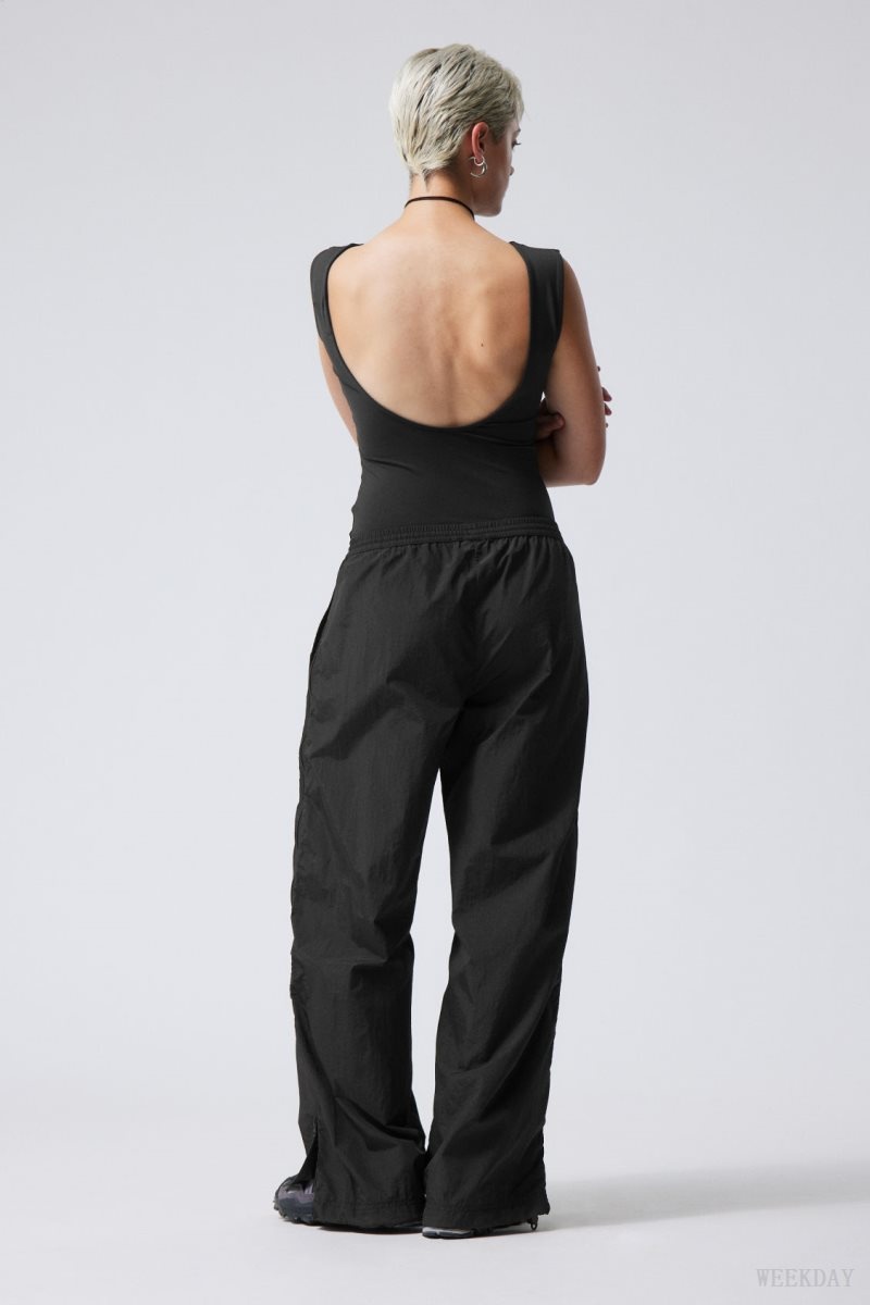 Weekday Simona Side Zip トラック Trousers ズボン レディース 黒 Japan | H9W-7034
