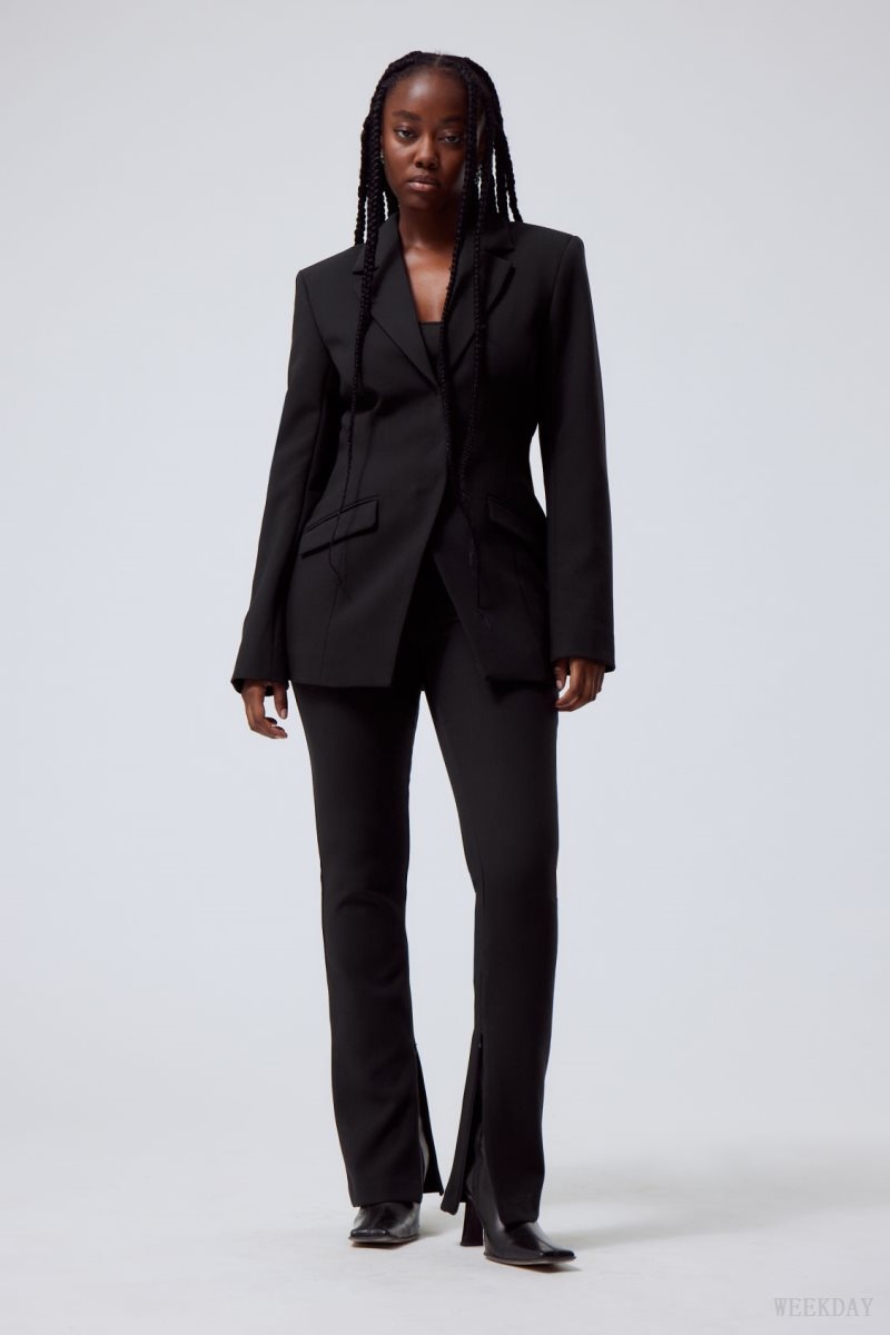 Weekday Simone Waisted Blazer ジャケット レディース 黒 Japan | K3D-6529