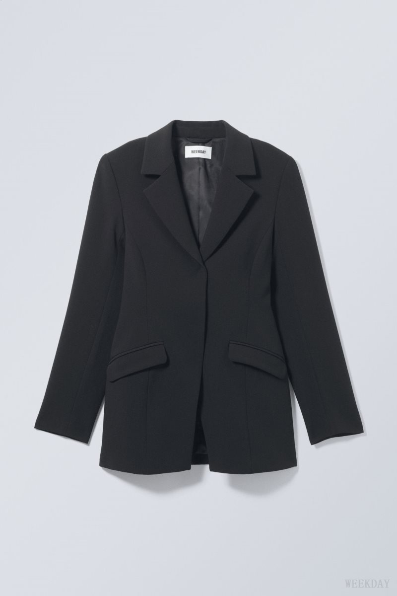 Weekday Simone Waisted Blazer ジャケット レディース 黒 Japan | K3D-6529