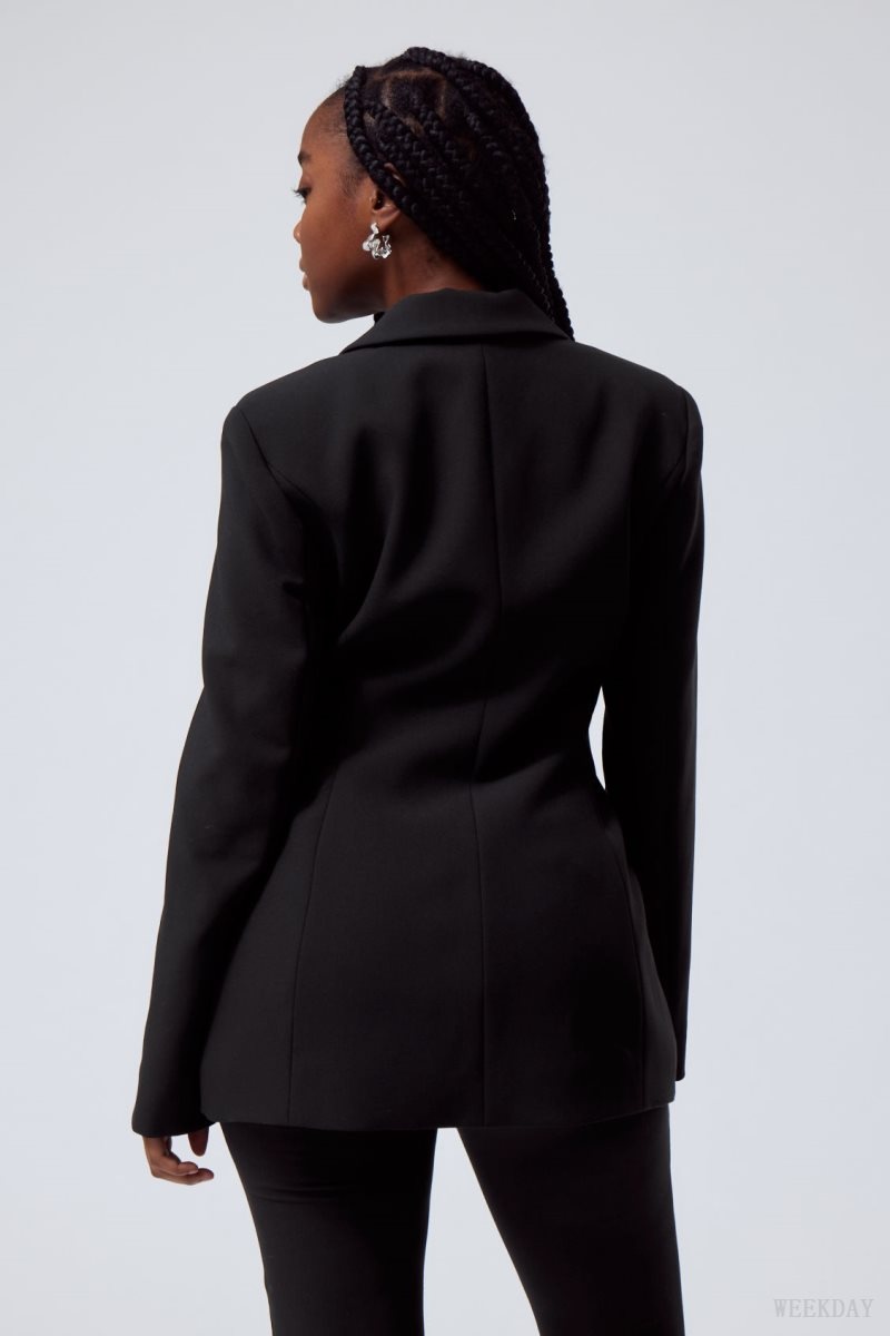Weekday Simone Waisted Blazer ジャケット レディース 黒 Japan | K3D-6529