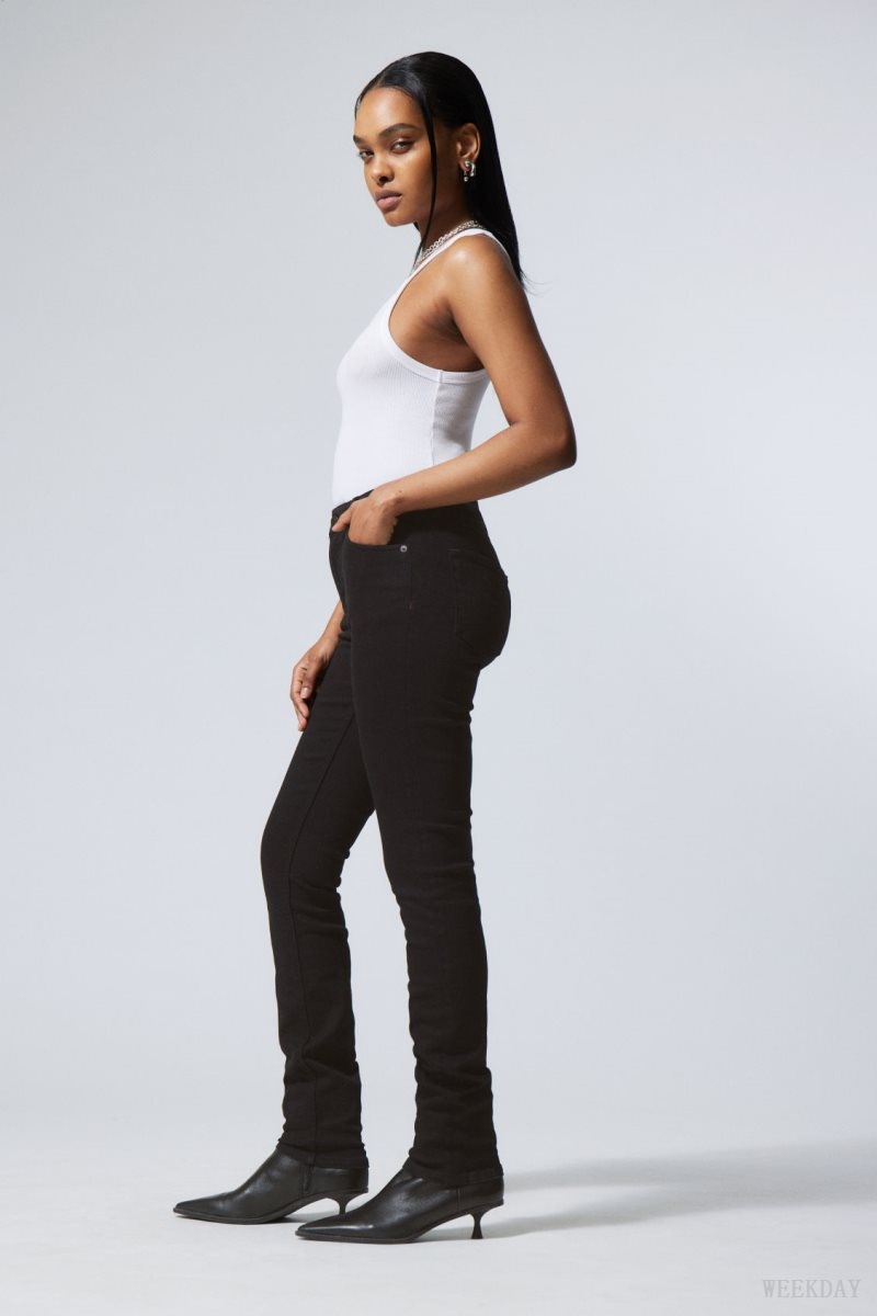 Weekday Spare ミッドカット スキニー Jeans デニム レディース 黒 Japan | A6C-9308