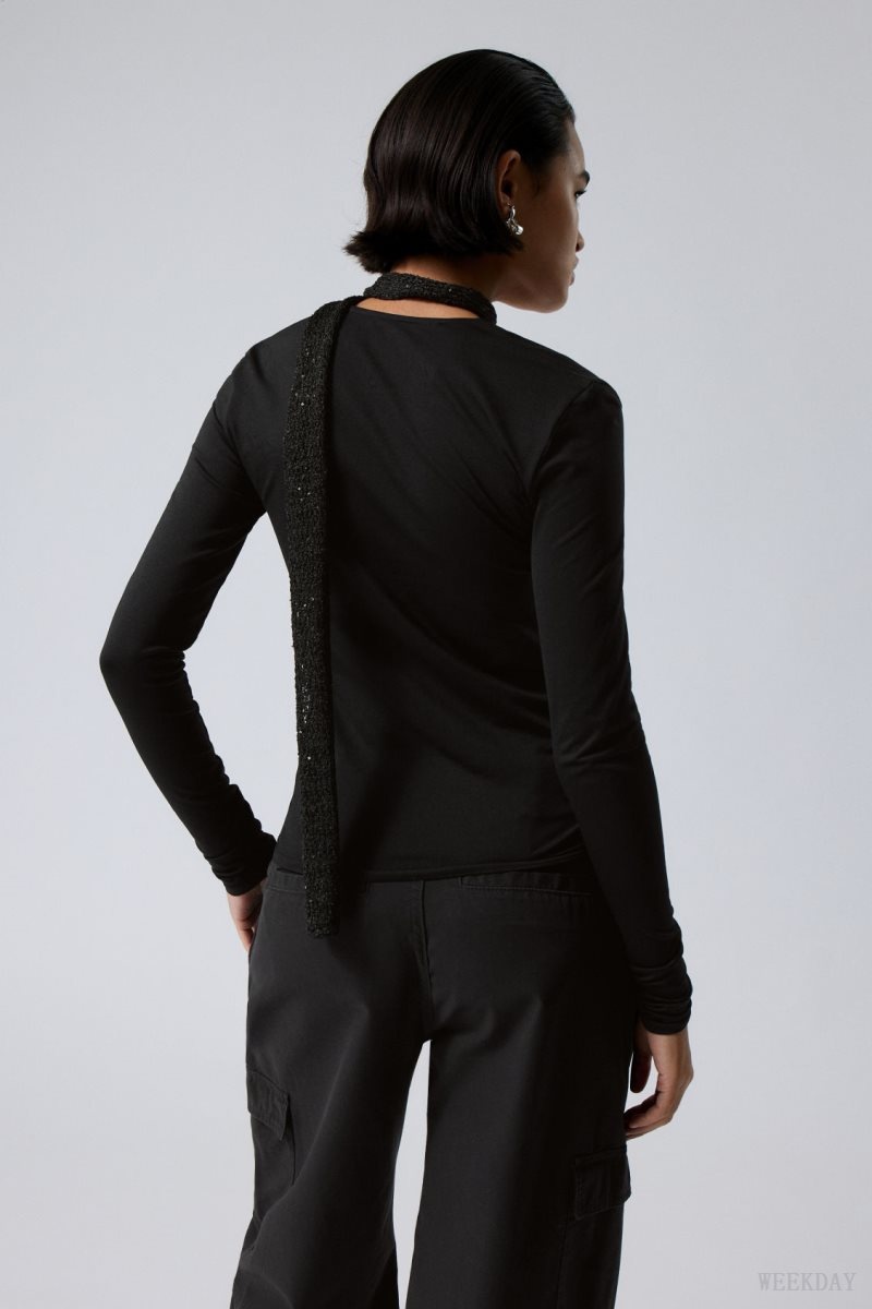 Weekday Square Neck Longsleeve Top トップス レディース 黒 Japan | K5U-1454