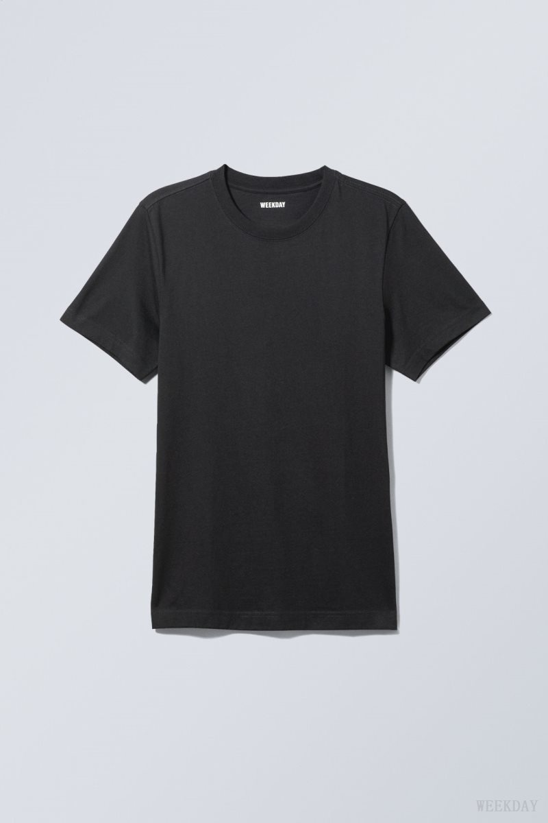 Weekday Standard Midweight T-shirt Tシャツ メンズ 黒 Japan | S7P-7641