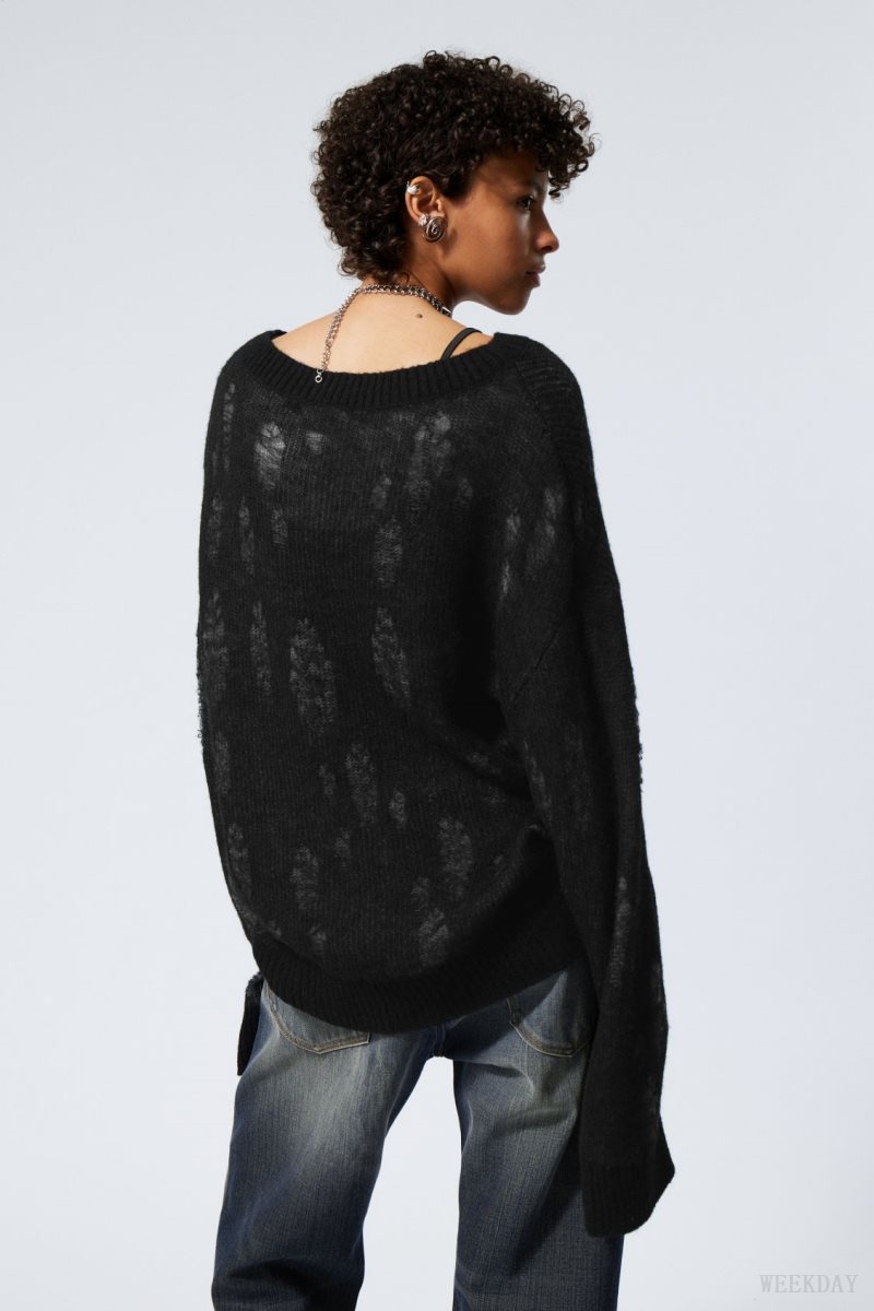 Weekday Taylor Knit Sweater セーター レディース 黒 Japan | V4W-8039