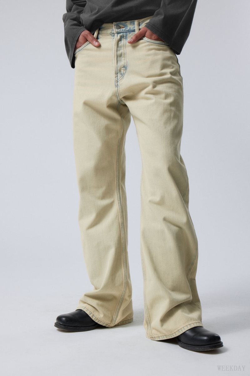 Weekday Time Bleached Bootcut Jeans デニム メンズ Sunbleached Japan | L4G-5816