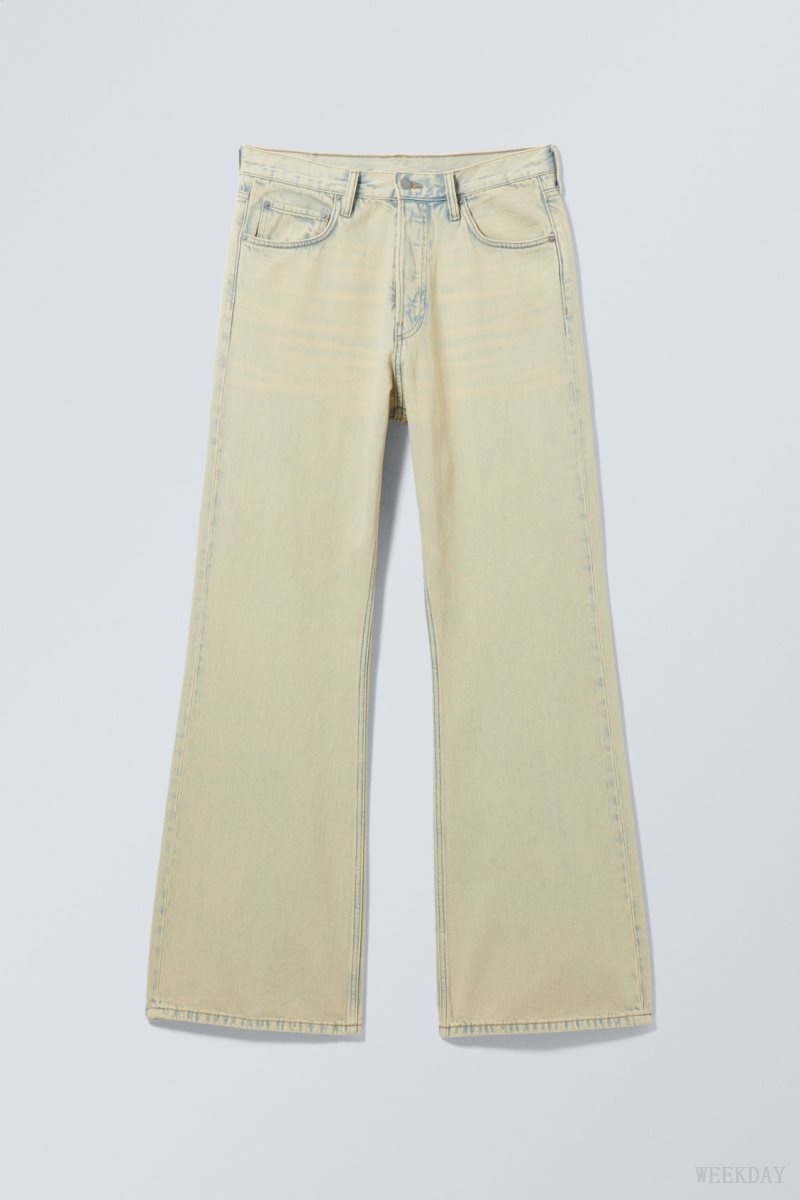 Weekday Time Bleached Bootcut Jeans デニム メンズ Sunbleached Japan | L4G-5816