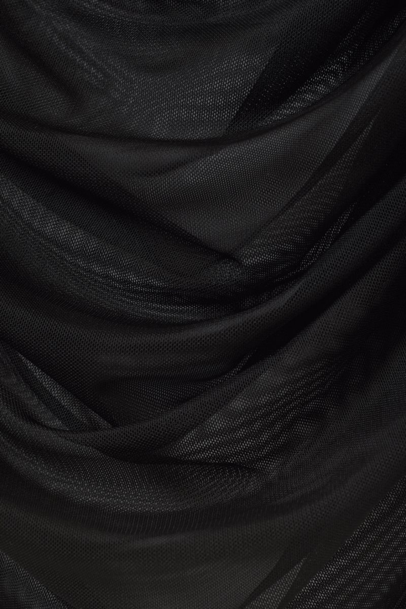 Weekday Transparent Drape Asymmetric Long Sleeve Tシャツ レディース 黒 Japan | L9T-3797