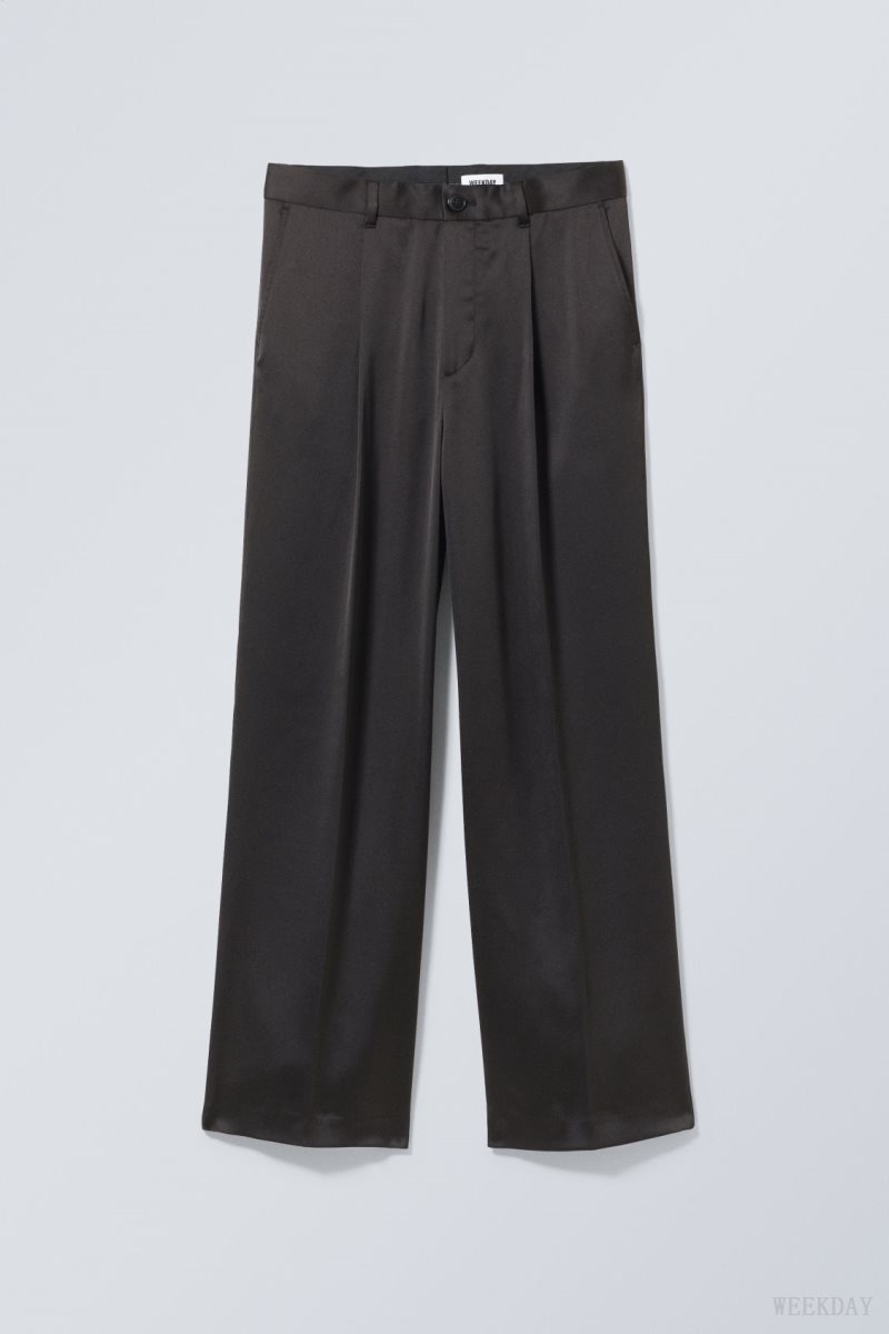 Weekday Uno Loose Shiny Trousers ズボン メンズ 黒 Japan | L4O-1932