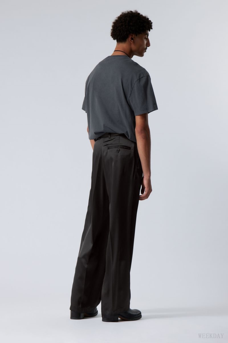 Weekday Uno Loose Shiny Trousers ズボン メンズ 黒 Japan | L4O-1932
