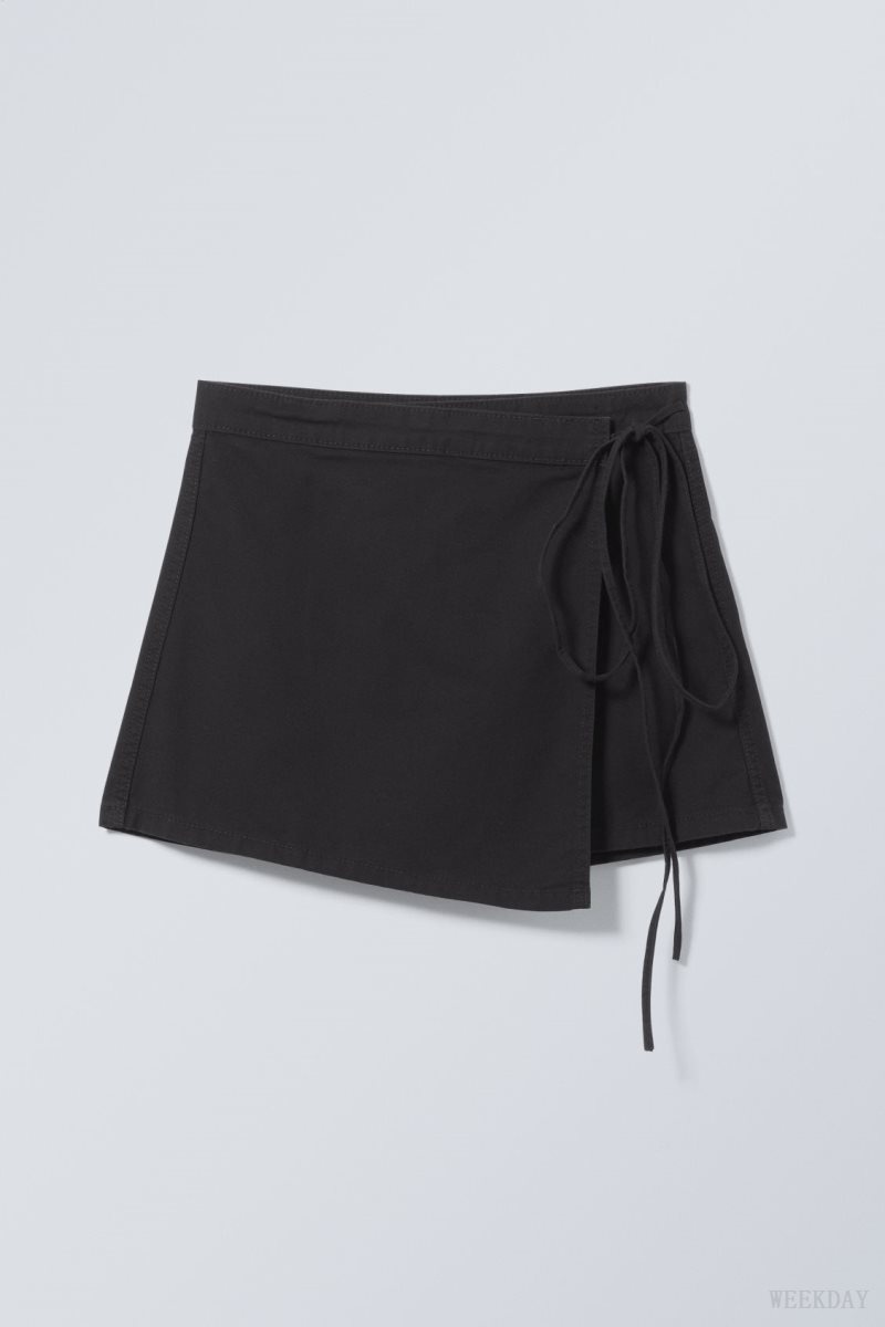 Weekday Wrap Mini Skirt スカート レディース 黒 Japan | U6O-8615