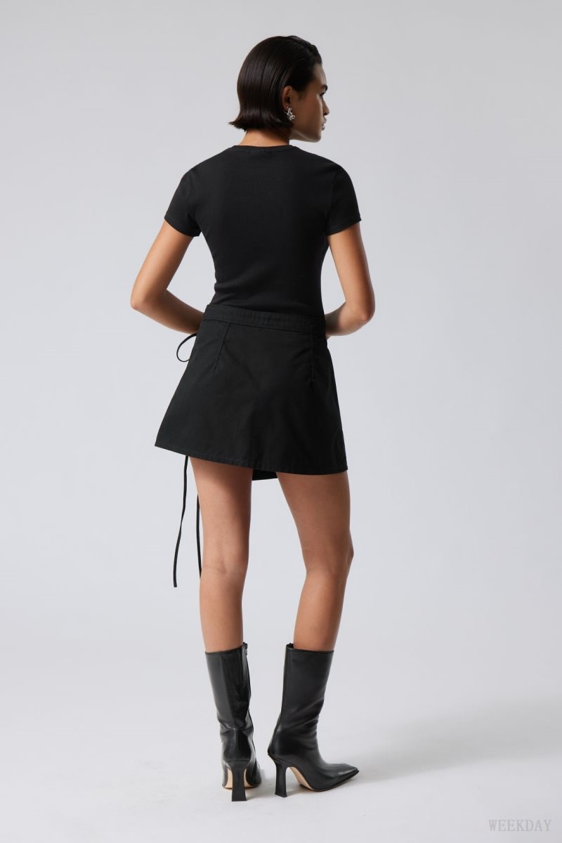 Weekday Wrap Mini Skirt スカート レディース 黒 Japan | U6O-8615
