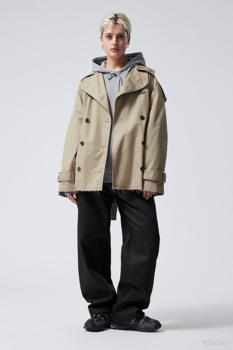Weekday Zoey Short Frayed Trench Coat コート レディース ベージュ Japan | E7Q-9443
